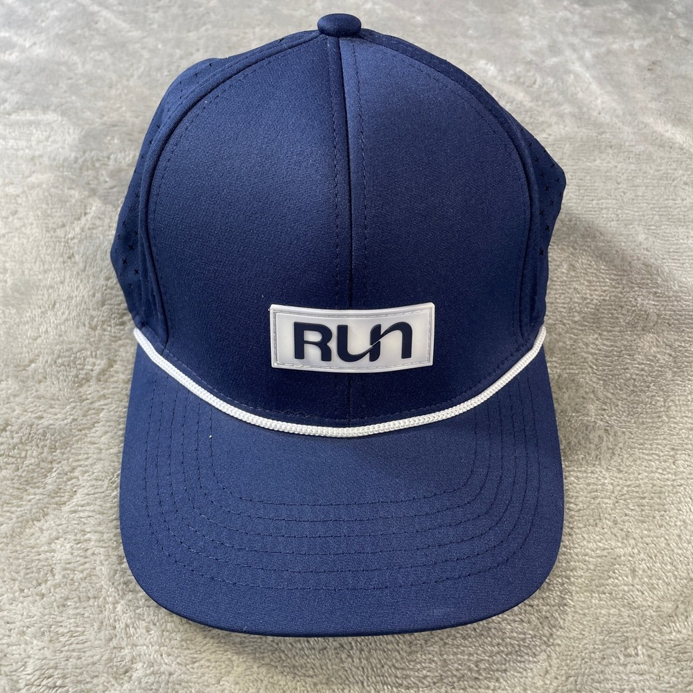 Sunrun Hat Cap Rope Mens Blue Light Performance Snapback Perforated Running